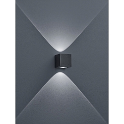 LED Au�enwandleuchte PEKA, IP54, Up/Down, eckig, 5W 3000K 380lm, CRi >90, Alu-Guss, schaltbar, graphit