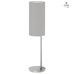 Table lamp TOLEDO, height 52cm, E27, with cable switch, matt nickel / chintz shade, light grey