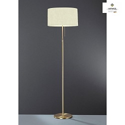 Floor lamp LOOP, height 115-160cm, 3x E27, with series pull switch , matt brass / cream chintz shade