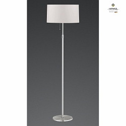 Floor lamp LOOP, height 115-160cm, 3x E27, with series pull switch , matt nickel / chrome / white chintz shade