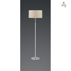 Floor lamp LOOP, height 115-160cm, 3x E27, with series pull switch , matt nickel / chrome / melange chintz shade
