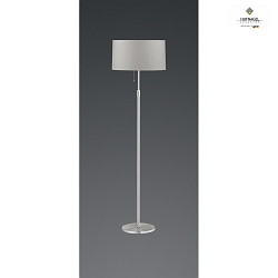 Floor lamp LOOP, height 115-160cm, 3x E27, with series pull switch , matt nickel / chrome / light grey chintz shade