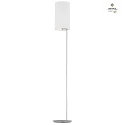 Floor lamp TOLEDO, height 160cm, E27, with footswitch, matt nickel, chintz shade, white