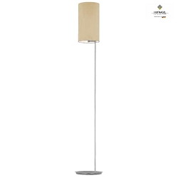Floor lamp TOLEDO, height 160cm, E27, with footswitch, matt nickel, chintz shade, champaign
