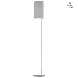 Floor lamp TOLEDO, height 160cm, E27, with footswitch, matt nickel, chintz shade, light grey