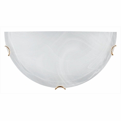 Wall lamp RUN, semicircular, 30 x 15 x 8cm, white alabaster glass, antique brass