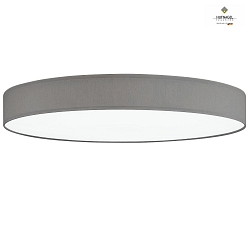 LED ceiling luminaire LUNA,  40cm, 30W 3000K 3500lm, white fabric cover below, dimmable, light grey chintz
