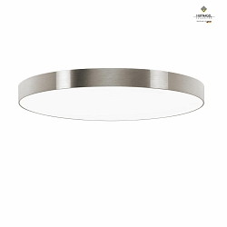 LED ceiling luminaire AURELIA,  40cm, 30W 4000K 3500lm, white fabric cover below, dimmable, brushed silver structural film