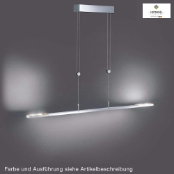 LED pendant luminaire CLAREO, length 115cm, variable height, outer parts 2x 350 swiveling, 30W 2700K 3750lm, ML Dark Titan