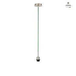 Pendant lamp suspension MIKADO, length 150cm, E27, without shade, matt nickel, apple green fabric coated cable