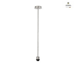 Pendant lamp suspension MIKADO, length 150cm, E27, without shade, matt nickel, black-white fabric coated cable