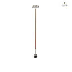 Pendant lamp suspension MIKADO, length 150cm, E27, without shade, matt nickel, orange fabric coated cable