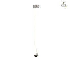 Pendant lamp suspension MIKADO, length 150cm, E27, without shade, matt nickel, grey fabric coated cable
