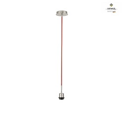 Pendant lamp suspension MIKADO, length 150cm, E27, without shade, matt nickel, fire red coated cable