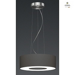 LED pendant luminaire DONUT,  60cm, 10% indirect, 22W 3000K 3050lm, shortable ropes, dimmable, melange chintz / matt nickel