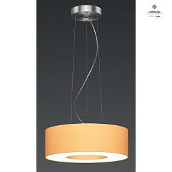 LED pendant luminaire DONUT,  60cm, 10% indirect, 22W 3000K 3050lm, shortable ropes, dimmable, orange chintz / matt nickel