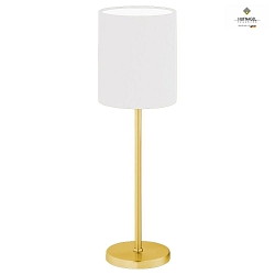 Table lamp LINUS Z, height 39cm, E14, with cable switch, chintz shade, matt brass / white