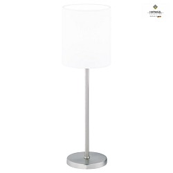 Table lamp LINUS Z, height 39cm, E14, with cable switch, chintz shade, matt nickel / white