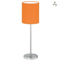 Table lamp LINUS Z, height 39cm, E14, with cable switch, chintz shade, matt nickel / orange