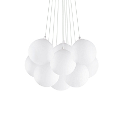 Pendant luminaire MAPA PLUS, 11 flame, � 58cm, E14, metal / white etched glass