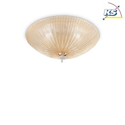 Ceiling luminaire SHELL, 3 flames,  40cm, E27, amber-split glass / brass