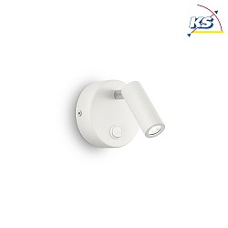LED wall spot PAGE ROUND, 3W 3000K 210lm, with switch, pivotable, white