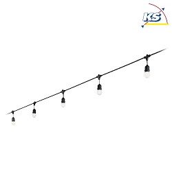 Outdoor fairy lights FIESTA, IP44, 5x E27, lenght 303cm, with plug and coupling, black