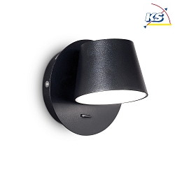 LED wall luminaire GIM, IP20, 6W 3000K 530lm, rotatable, with switch, black / satined