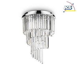 Ceiling luminaire CARLTON, 12 flames,  50cm, E14, with octagon chains and chrystal rods, chrome