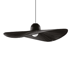 Pendelleuchte MADAME, � 110cm, E27, Schirm in Hut-Design aus Satin-Gewebe, Schwarz
