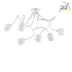 Ceiling luminaire OCTOPUS with 6-flexible arms,  50cm, incl. G9 28W 2700K, white