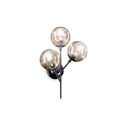 Wall luminaire KEPLER, 3 flames, E27, matt black / amber glass