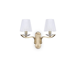 Kristall-Wandleuchte PEGASO, 2-flammig, E14, Messing geb�rstet / Organza