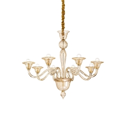 Pendelleuchte BRIGITTA, 8-flammig, � 89cm, E14, Bernsteinglas