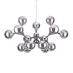 Pendant luminaire NODI, 15 flames, � 105cm, E14, connector rotatable, chrome / transparent glass