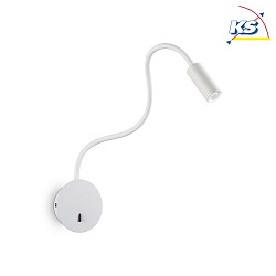 LED wall luminaire FOCUS-2, with Flex-Arm and switch, 3W 3000K 130lm, white