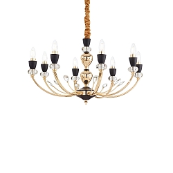 Kronleuchter VANITY, 8-flammig, � 71cm, E14, Gold / Kristall / schwarz