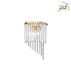 Wall luminaire CARLTON, 3 flames, E14, with octagon chains and chrystal rods, gold