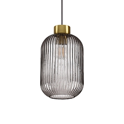 Pendelleuchte MINT-3, � 24cm, E27, Rauchglas / Messing satin