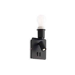 LED Wandleuchte GEA MAP2 SQUARE, E27 + LED-Spot, 2 Schalter, ohne Schirm, Schwarz