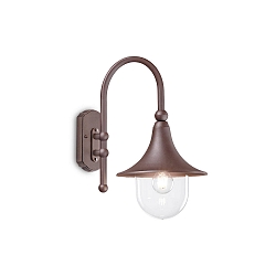 Outdoor wall luminaire CIMA, IP43, E27 max. 60W, aluminium / acrylic, coffee