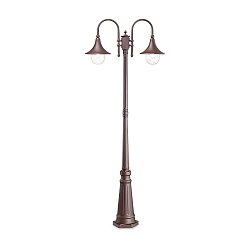 Outdoor floor luminaire CIMA, IP43, height 216cm, 2x E27 max. 60W, aluminium / acrylic, coffee