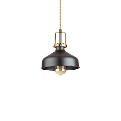 Pendelleuchte ERIS-2, E27, Metall / Satingold-Details / Stoffkabel, Schwarz