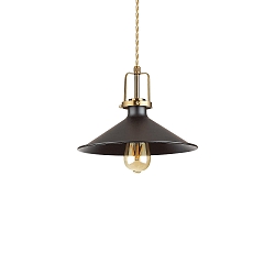 Pendelleuchte ERIS-3, E27, Metall / Satingold-Details / Stoffkabel, Schwarz