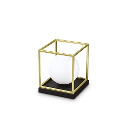 Tischleuchte LINGOTTO TL1 BIG, IP20, 22 x 18.5cm, E14 max. 28W (exkl.), mit Schalter, messing-schwarz / �tzglas wei�