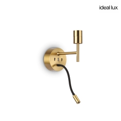 wall luminaire SET 2 flames, with flex arm, with USB connection E27 IP20, brass