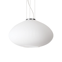 Pendant luminaire PLISSEE, � 45cm, E27, blown edged glass, chrome