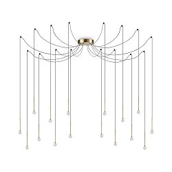 pendant luminaire LUCCIOLA SP16 LED 16 flames IP20, brass