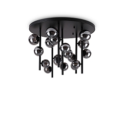 ceiling luminaire PERLAGE 18 flames G9 IP20, smoky colour, black matt dimmable