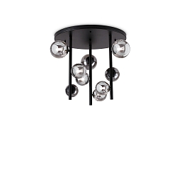ceiling luminaire PERLAGE 9 flames G9 IP20, smoky colour, black matt dimmable